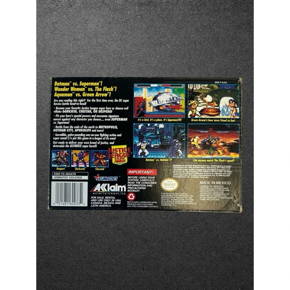 Justice League Task Force (Super Nintendo SNES, 1995) CIB Complete w/ Manual
